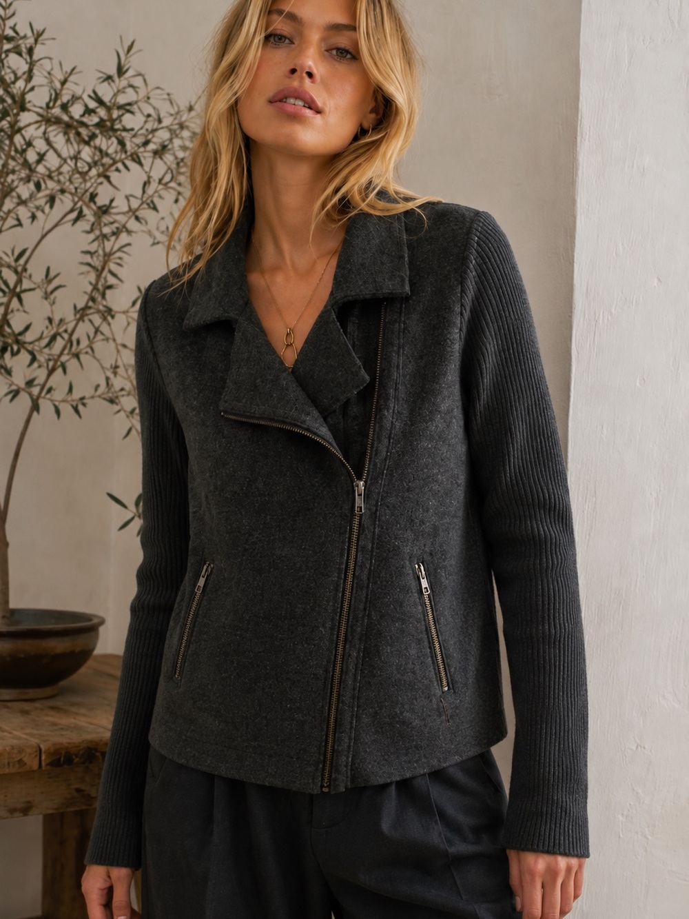 Paraphrase 100% Wool Asymmetrical Moto Jacket – Size M